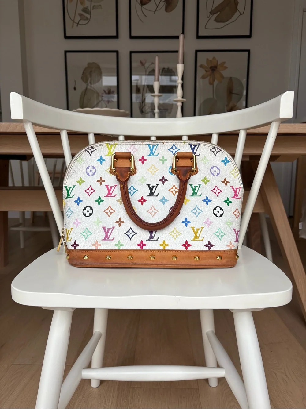 Authentic Louis Vuitton x Takashi Murakami White Multicolor Alma PM Bag 2003 - Picture 1 of 10
